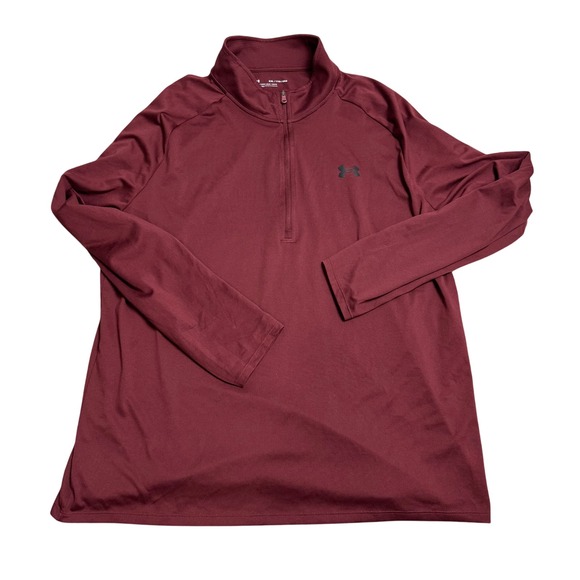 Under Armour XXL Mens 1/4 Zip Pullover Long Sleeve Loose Fit Top Burgundy - Picture 1 of 5